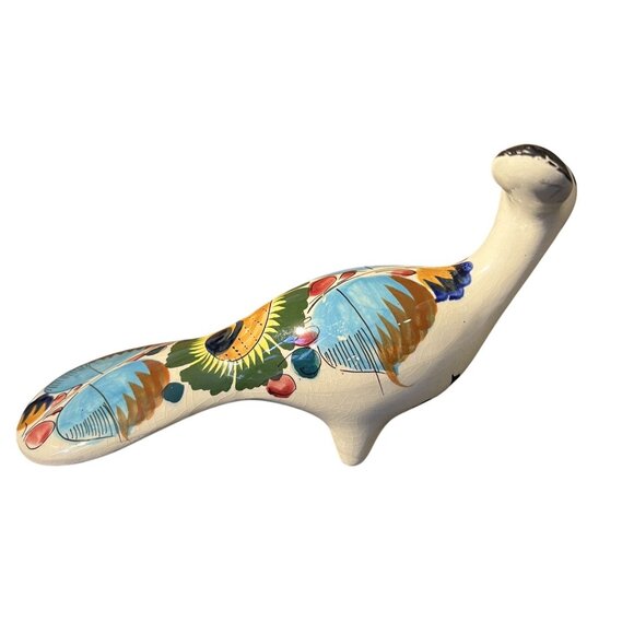 Handmade Mexican Peacock Ceramic Folk Art Figurine 8" Vintage Estate - Picture 4 of 12